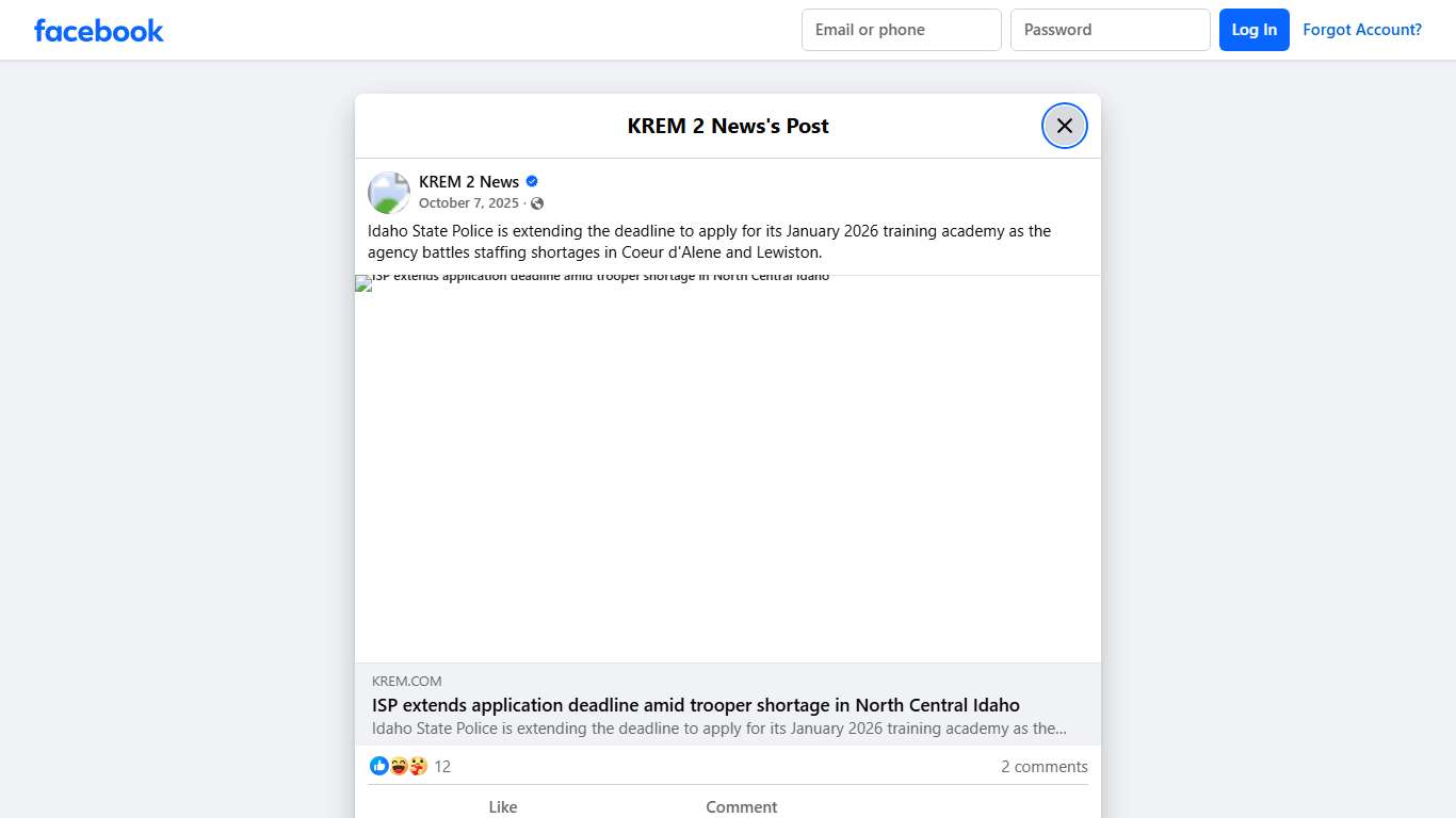 KREM 2 News - Idaho State Police is extending the deadline... Facebook